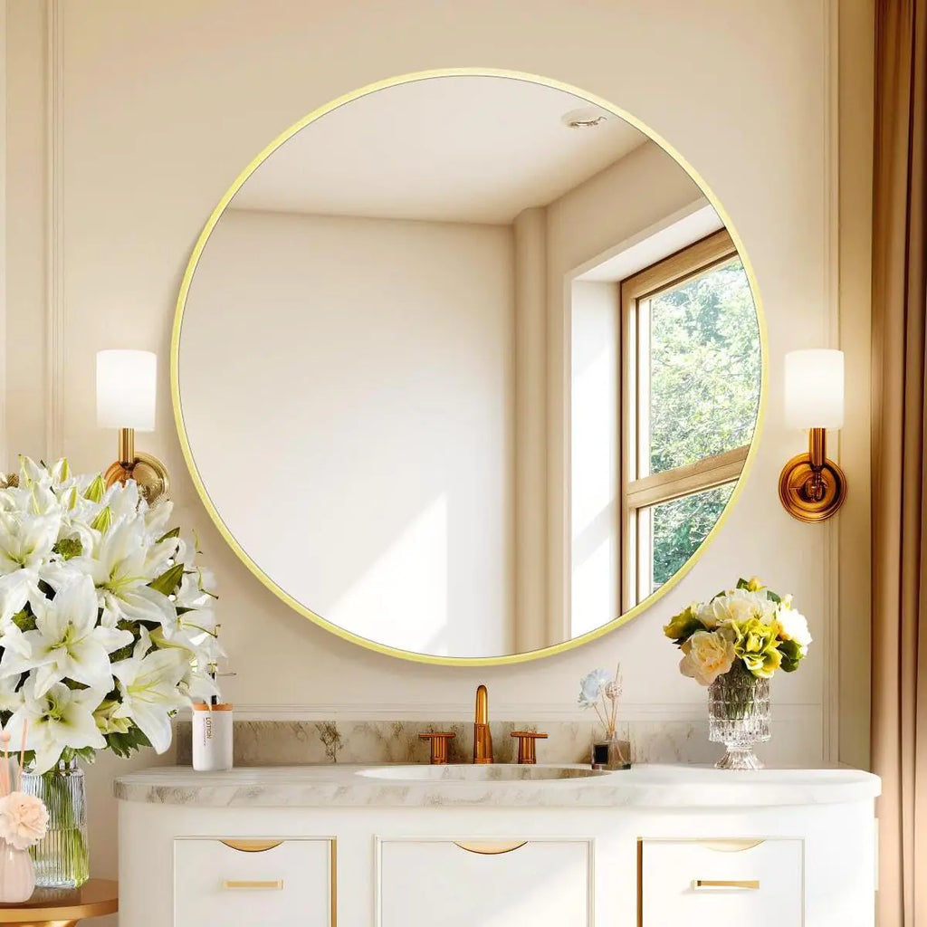 CIVENO 39" Gold Round Mirror